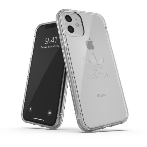ADIDAS APPLE iPHONE 11 PRO MAX CUSTODIA IN TPU E POLIURETANO TRASPARENTE CON LOGO STAMPATO